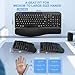 Ergonomic Wireless Keyboard with Cushioned Wrist Rest, Wave Keys, Phone Holder, Comfortable Natural Typing, 2.4GHz Full Size Cordless USB Computer Keyboard for Windows, Mac OS, Laptop, PC (Black)