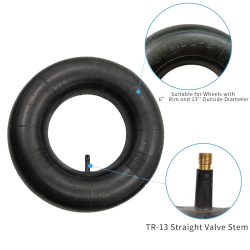 2-Packs 13x5.00-6 Ersatz Reifen Innenschläuche, Schubkarre Innenrohr mit TR-13 Ventilstiel, Ersatz Rasenmäher Reifenschläuche mit für Rasenmäher, Go Karts, Golfwagen und mehr