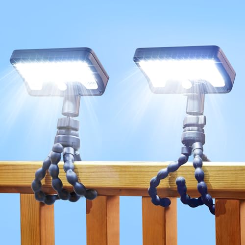 Image of Motion Sensor Outdoor Lights with Flexible Octopus Tripod - 600LM Solar Sercurity Lights Waterproof, Dual Charging Solar Ourdoor Light for Camping,Fence, Patio (2, Black(6000K)