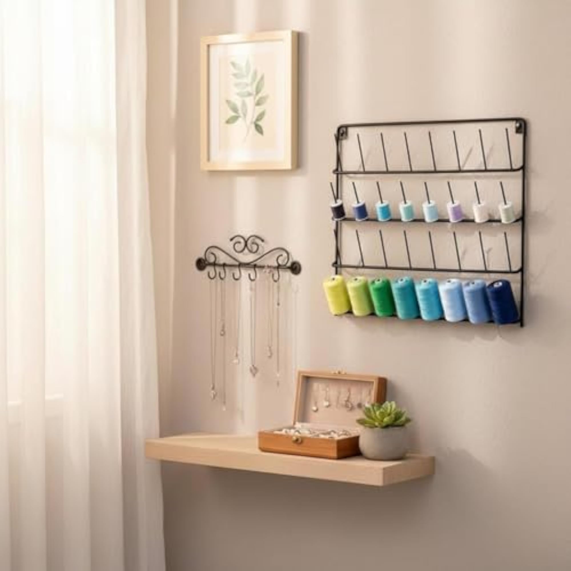 Wall Mount Thread Rack for Spools, Sturdy Iron Construction