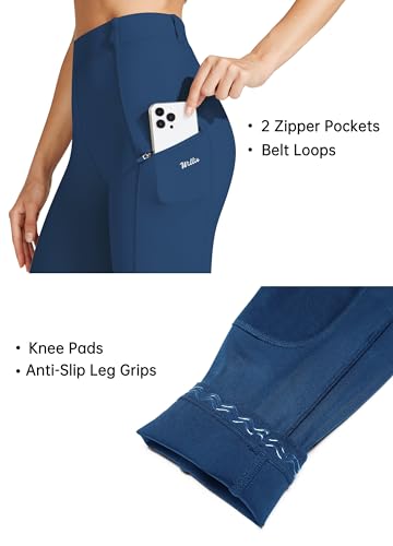Willit Meia-calça feminina de equitação com remendo no joelho calças equestres equitação calças esco