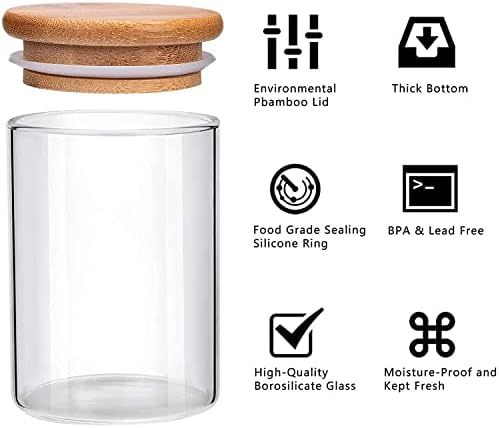 12 Pack Glass Spice Jars with Bamboo Airtight Lids & Labels, 3.3 Oz Glass Spice Bottles Mini Food Storage Containers Canisters for Sugar, Salt, Coffee, Flour, Herbs, Grains