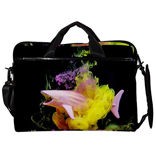 Sac pour ordinateur portable 13-14 pouces rose à motif requin pour le bureau et la fac