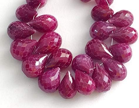 Ruby Faceted Teardrop Beads, Ruby Necklace, Ruby Jewelry, Ruby Beads, Genuine Ruby Necklace, 6x8mm - 9x14mm, 6 Pcs