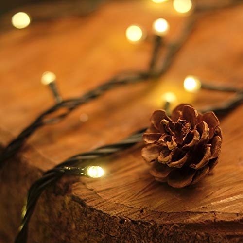 Cordão de LED Pisca Pisca, Fio Verde, Luz Amarela com 8 Funções, 12m, 200 LEDs, 110v, Cromus