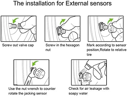 5PCS Solar-Powered Waterproof Tire Pressure Monitoring System (TPMS) with External Sensors - Real-Time Pressure Control Alarm for Car Safety