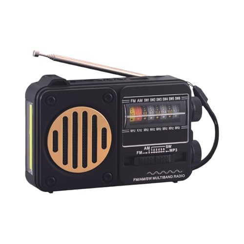 Radio Portátil AM/FM,Radio FM/AM Transportable para Exterior | Altavoz Recargable con Iluminación Inalámbrica – Ideal para Camping, Hogar, Senderismo y Viajes
