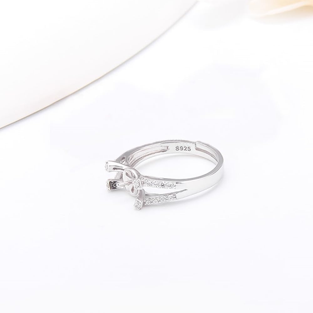 925 Sterling Silver Cubic Simple Classic Design Ring Mounts Fittings with Pearl Seat for DIY Jewelry Making