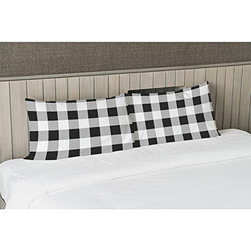 Ekobla Throw Pillow Cover Buffalo Check Plaid Retro Black White Classic Tartan Rustic Geometric Design Decor Lumbar Pillow Case Cushion For Sofa Couch Bed Standard Queen Size 20X30 Inch #TOP3