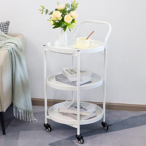 Carrito de bar, carrito de metal de 3 niveles con ruedas bloqueables, almacenamiento resistente, acabado elegante para uso doméstico y entretenimiento