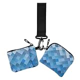 Portamonete da donna a forma di cubo blu con scomparti per carte di credito, alla moda, con cinturino da polso, per uso quotidiano, confezione da 2, Griglia gradiente moderno blu Cube, 1 size, Casual