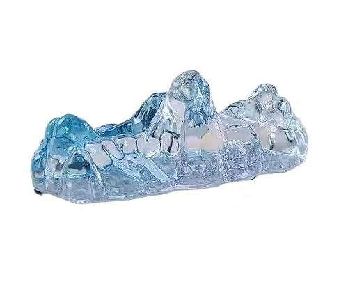 Glass Brush Rest Stand, Transparent Calligraphy Pen Holder for Ink Brush Desk Accessory (blue)