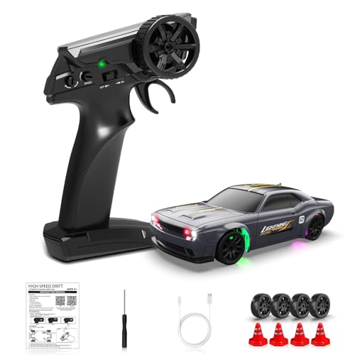 Sakeye 1/43 RC Drift Car, Mini Drifting RC Car with Gyro 2.4GHz Full Proportional Drift Cars 4WD RTR Remote Control Cars with Colorful Lights High Speed Fast Racing Vehicle Gift for Kids Boys Adults