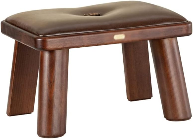 Minimalist Fashion Creative Children's Small Stool for Home Solid Wood Square Stool for Shoe Replacement Stool Pu Leather Cushion Small Foot Stoolcasual/Single