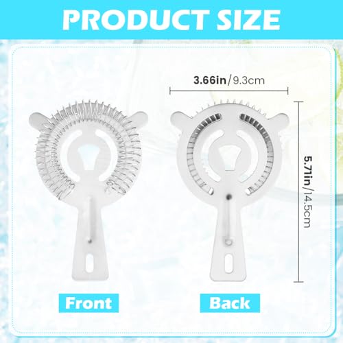 2 Pcs Cocktail Strainer, Bar Strainer with Dense Springs, Stainless Steel Drink Sieve Strainer, for Bar Restaurant Home