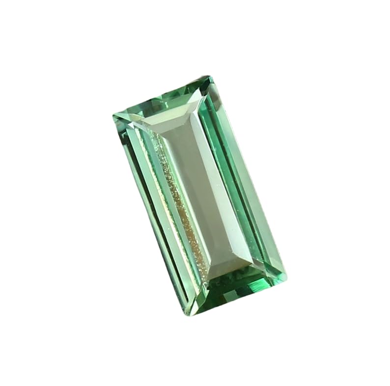 Saphir vert naturel 12x6 mm de forme baguette facettée pour création et DIY