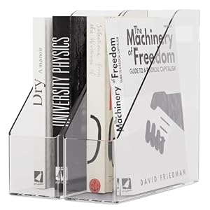 Magazine Holder, Clear Plastic Vertical File Magazine Organizer, Desktop File Magazine Book Storage Shelf for Office Desk(2PCS)
