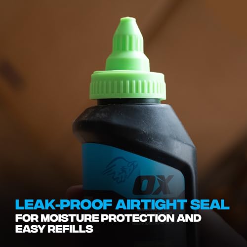 OX Pro Series Green Chalk Line Powder 8oz Marking Chalk Refill - Permanence 2 Line Marking Powder Refill with High Flow Nozzle and Leak-Proof Cap Weather Resistant Construction- OX-P630804 - Thumbnail 6
