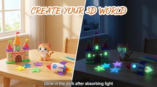 JAREES 3D Pen Filament Refills 22 Colors Including 6 Glow in The Dark, 16 Feet Per Color Total 352 Feet 1.75mm PLA 3D Printing Filament Refills, Works with SCRIB3D/MYNT3D Pens — view 5