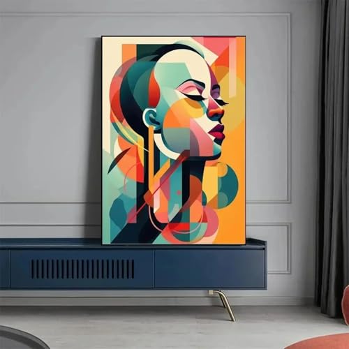 Toile murale colorée art abstrait visages irréguliers esthétique