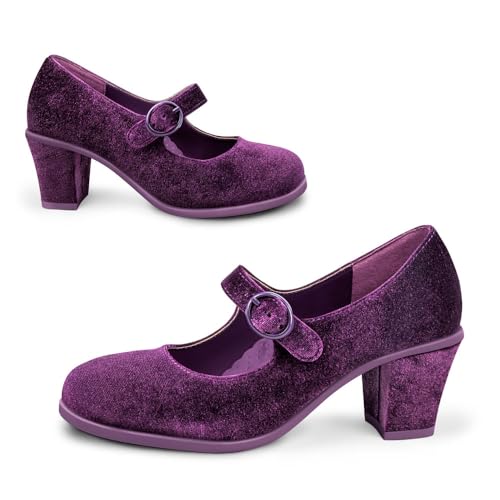 Image of Hot Chocolate Design Artistic Women's Mid Heel Strap Pumps | Block Heel Design, Vegan Faux-Leather Upper, Padded Footbed, Buckle Closure, Occasion Pumps for Women