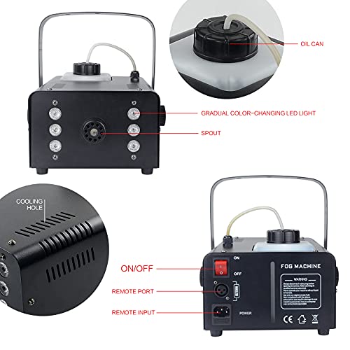 Fog Machines - Smoke Machine Halloween Fog Machine 1200W Color Mixing Gradient 470000 Color Effect 2 Wireless Remote Controls, Wedding, Halloween, Party #TOP2