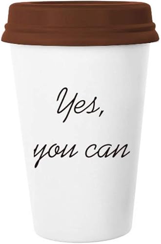 Taza de cerámica con texto en inglés "Yes You Can", con texto en inglés "Yes You Can"