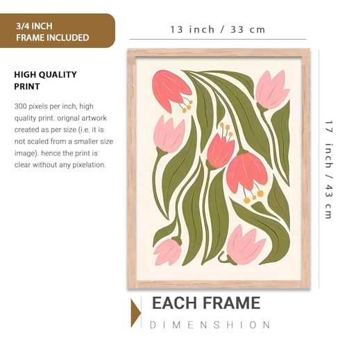 Image of kotart Painting Boho Wall Art Home Decoration Paintings With Frame For Living Room Bed Room Hotel Wall Decor Digital Reprint Set of 3 (13X17 inch)