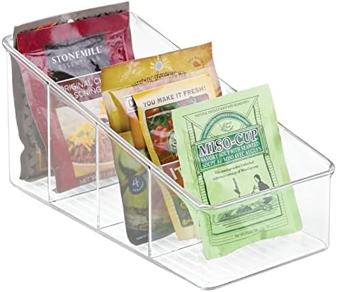 mDesign Large Plastic Food Packet Organizer Caddy for Fridge or Freezer- Storage for Kitchen, Pantry, Cabinet, Countertop - Spice Pouches, Dressing Mixes, Hot Chocolate, Rice, Taco Seasoning - Clear