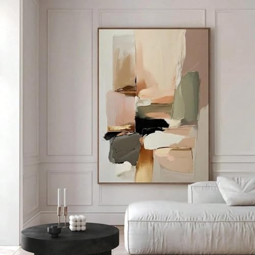 Impression sur toile minimaliste déco murale salon tableau rose poudré doré 70x100