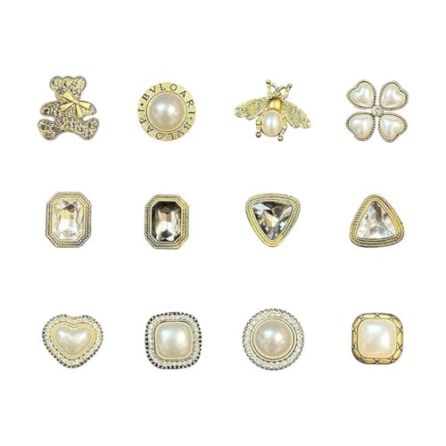 EWOECUI 12 Pieces Shoe Charms with Buckle, Charms for Laces Sneakers Jewel Rhinestones, Rhinestone for Shoelaces, Jewel Clips