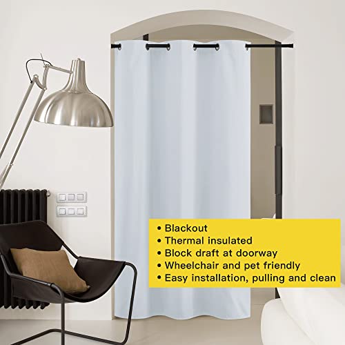 Image of NICETOWN Curtains & Drapes for Door Tapestry, Sound Noise Canceling Room Darkening Replacement Makeshift Curtains for Bathroom Pantry Bedroom Closet (Greyish White, 1 Panel, 5ft Wide x 7ft Long)