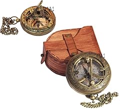 Brass Sundial Compass with Leather Case and Chain Push Open Compass Steampunk Accessory Antique photo Brass Sundial Compass with Leather Case and Chain Push Open Compass Steampunk Accessory Antique