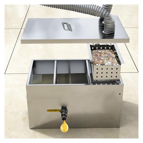 Commercial Kitchen Grease Trap - Oil-Water Separator for Efficient Wastewater Management in Restaurants & Hotels - Heavy-Duty, Easy Clean, Eco-Friendly Solution,50x30x30CM/19.7x11.8x11.8IN