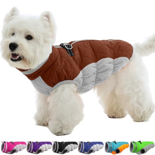 Image of Dog Coats for Small Dogs, Warm Dog Winter Jacket with Harness, S