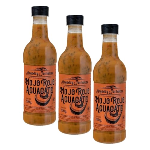 Argodey Fortaleza Salsa Mojo rojo de aguacate 200g - Perfecta y Versatil para Untar con Pan, Tostadas, Arepas, Papas (Paquete de 3)
