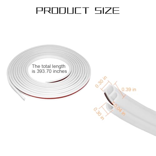 Image of Osilly Car Door Rubber Seal Strip, 32.8Ft Self Adhesive Weather Stripping Automotive Edge Trim, Weatherstrip Soundproof Vehicle Tailgate Window Sealing Cover, Universal for SUV RV Truck (White)