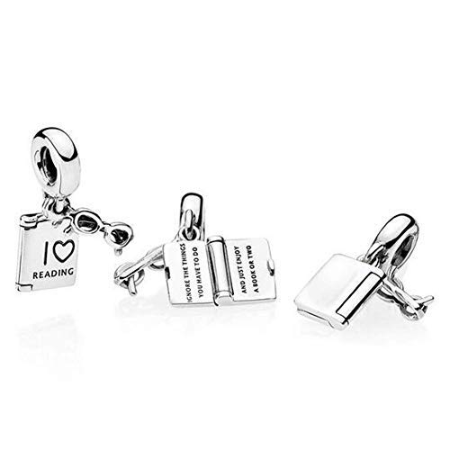 925 Sterling Silver I Love Reading Dangle Charm Beads Lucky Book Fits Pandora Bracelet Charms & European Bracelets #TOP4