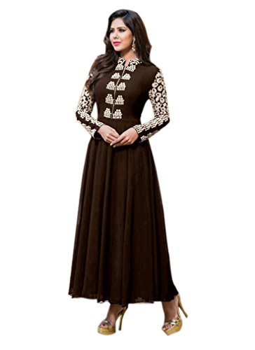 Shree Sanskruti georgette with blouse piece Saree (Feminacoffe_ Brown_ Free Size)