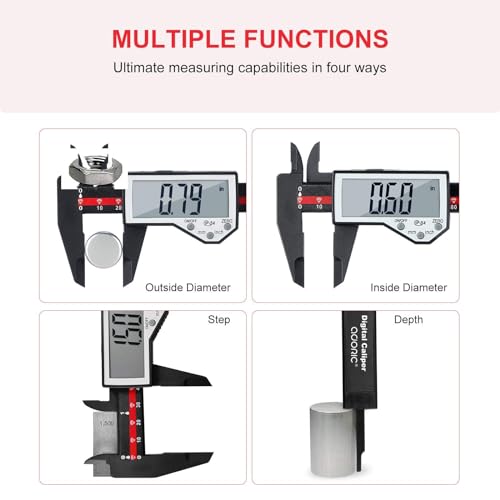 Image of Digital Caliper, 0-6 inch Electronic Caliper Auto - Off Feature with Large LCD Screen Vernier Caliper Conversion Measuring Tool for Length Depth Inner Outer Diameter Measuring