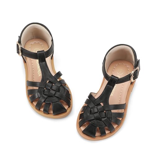 Image of PANDNAINJIA Toddler Girls Sandals T-Strap Dress Summer Shoes