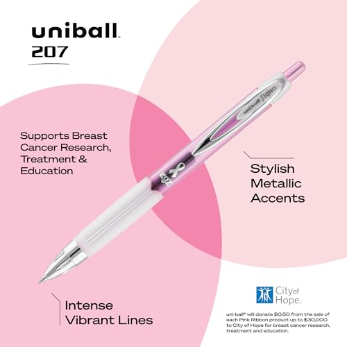 Signo Gel 207 Roller Ball Retractable Gel Pen, Black Ink, średni