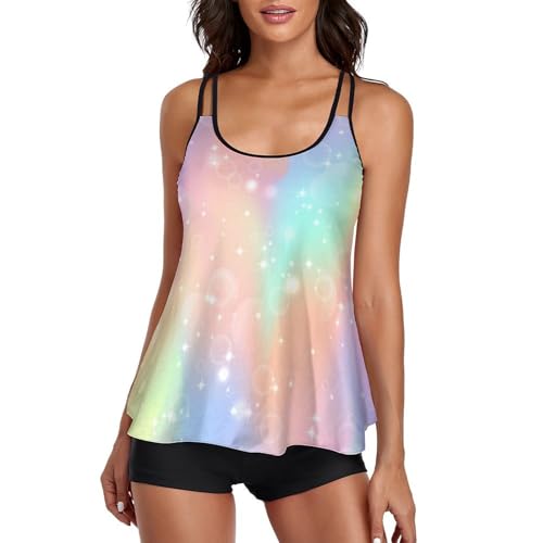 Maillot de bain tankini femme Bulle Colorée ensemble bikini 2 pièces robe de plage
