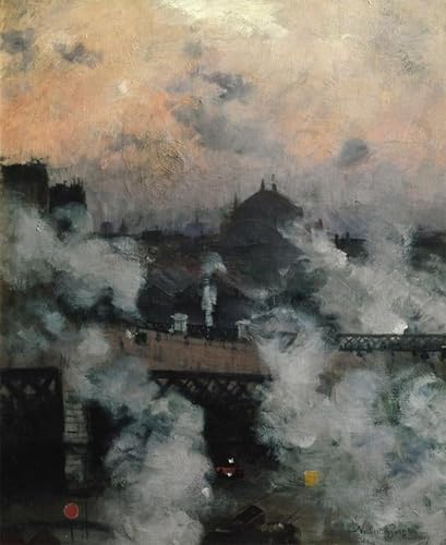 Affiche Le Pont de l'Europe la nuit Norbert Goeneutte Impression Toile 60x90cm