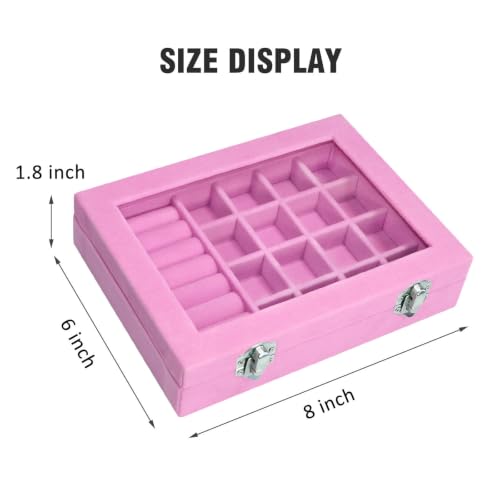Image of Rings Organizer Tray 7 &16 Grid Slots Velvet Jewelry Earring Storage Box
