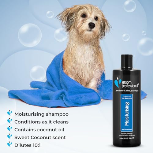 GROOM PROFESSIONAL Coconut Moisturising Hundeshampoo Sensitiv - Beruhigendes Hundeshampoo für Juckende Haut - Empfindliches Shampoo für Hunde - Pflegt & Stellt das Fell Wieder Her, 1 Liter