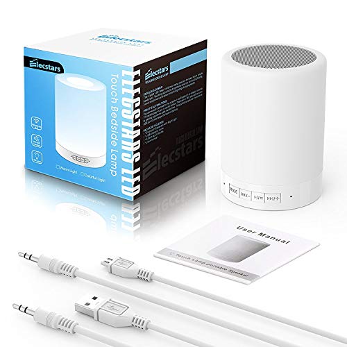 Elecstars Touch Bedside Lamp - With Bluetooth Speaker, Dimmable Color Night Light, Outdoor Table Lamp With Smart Touch Control, Best Gift For Men Women Teens Kids Children Sleeping Aid #TOP6