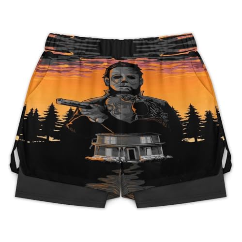 Mens Beachwear Trunks Halloween Michael Myers Swim Shorts with Mesh Comfy Swimwear Swim Trunks Bathing Suits4