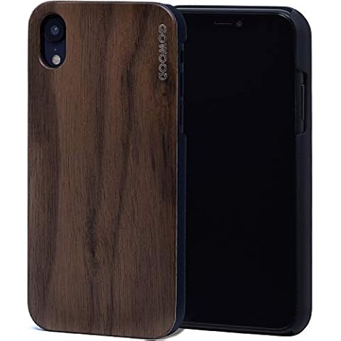 iPhone XR Wood Case | Real Walnut Wooden Backplate With Polycarbonate Protective Bumper and Shock Absorbing Rubber Coating for Optimal Protection Cover