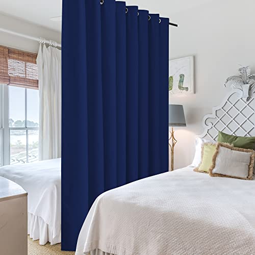 Image of RYB HOME Bedroom Space Room Divider, Light Block Noise Reduce Insulated Curtain Drape Super Soft Screen Ceiling to Floor for Locker Room /Basement, Wide 15ft x Tall 8ft, Navy Blue, 1 Panel